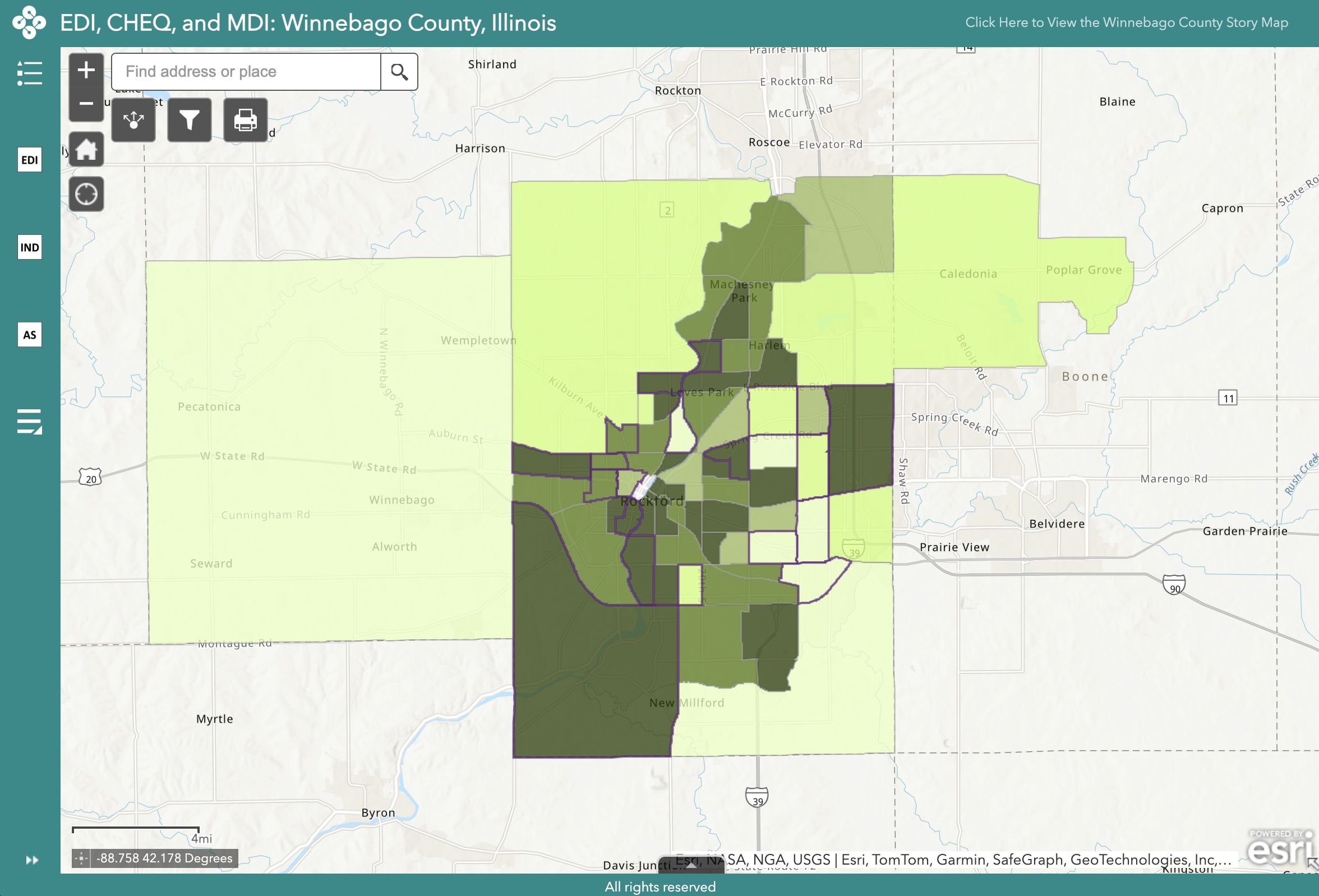 Early Development Instrument in Winnebago County Dashboard graphic