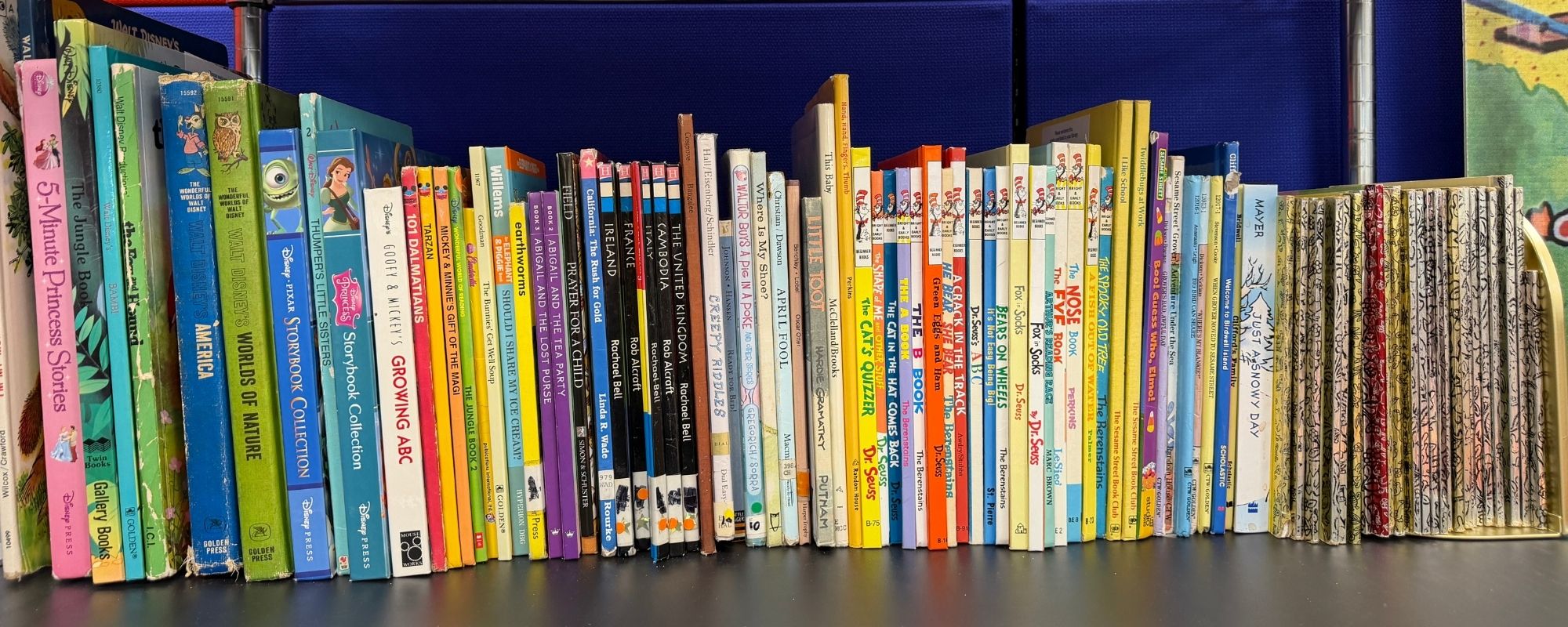 Shelf of children's books