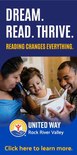 vertical ad featuring a family reading together