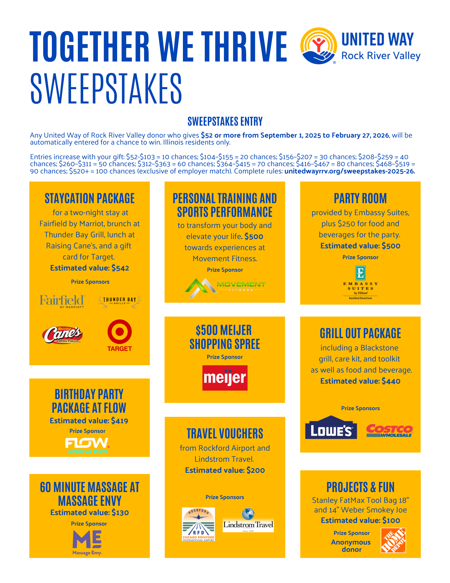 2025/26 Together We Thrive Sweepstakes Flyer