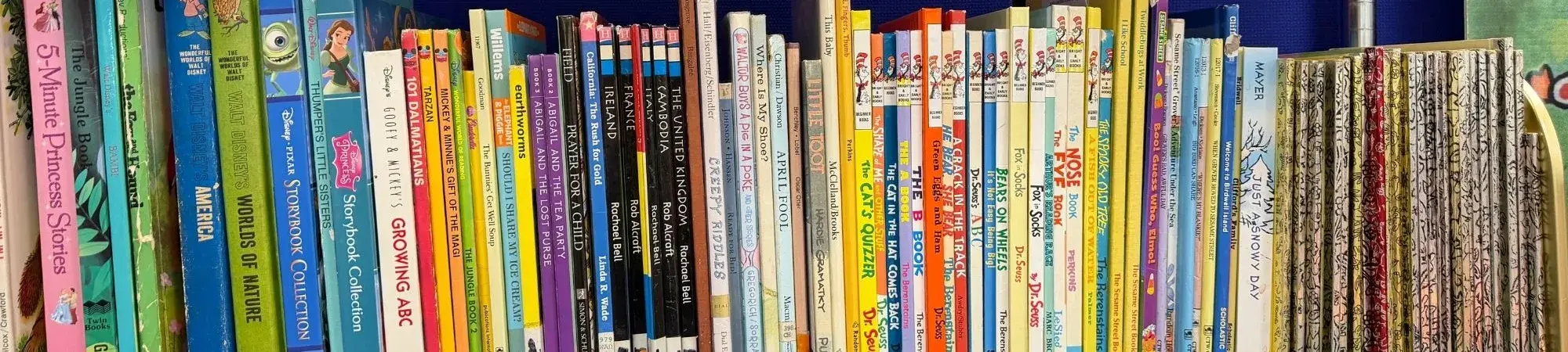 Shelf full of children's books